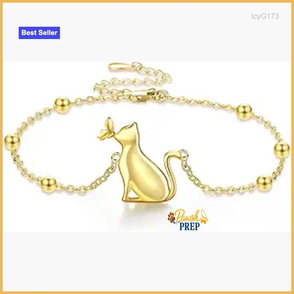 Sterling Silver Cat Link Bracelet with Extender Chain for Women